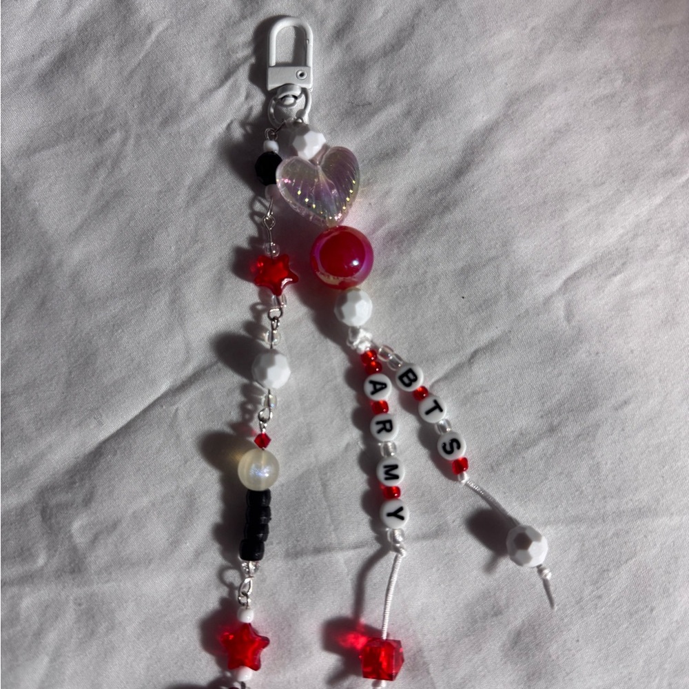 Colorful Beaded Keychain with Heart Charm